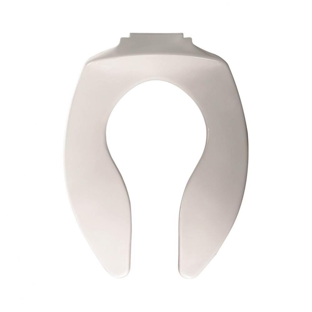 Elongated Open Front Less Cover Commercial Plastic Posturemold Toilet Seat in White with STA-TITE