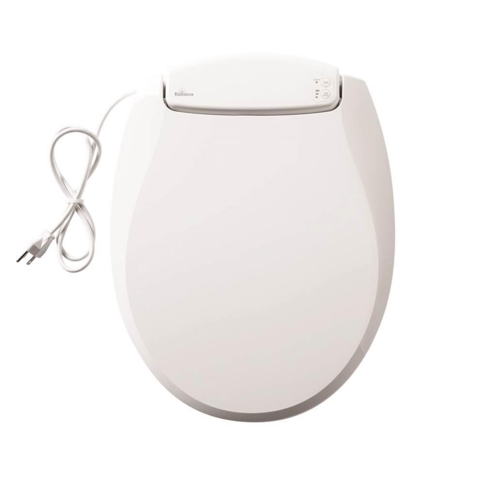 Radiance Round Plastic Toilet Seat in White with Adjustable Heat, iLumalight, STA-TITE Seat Fasten