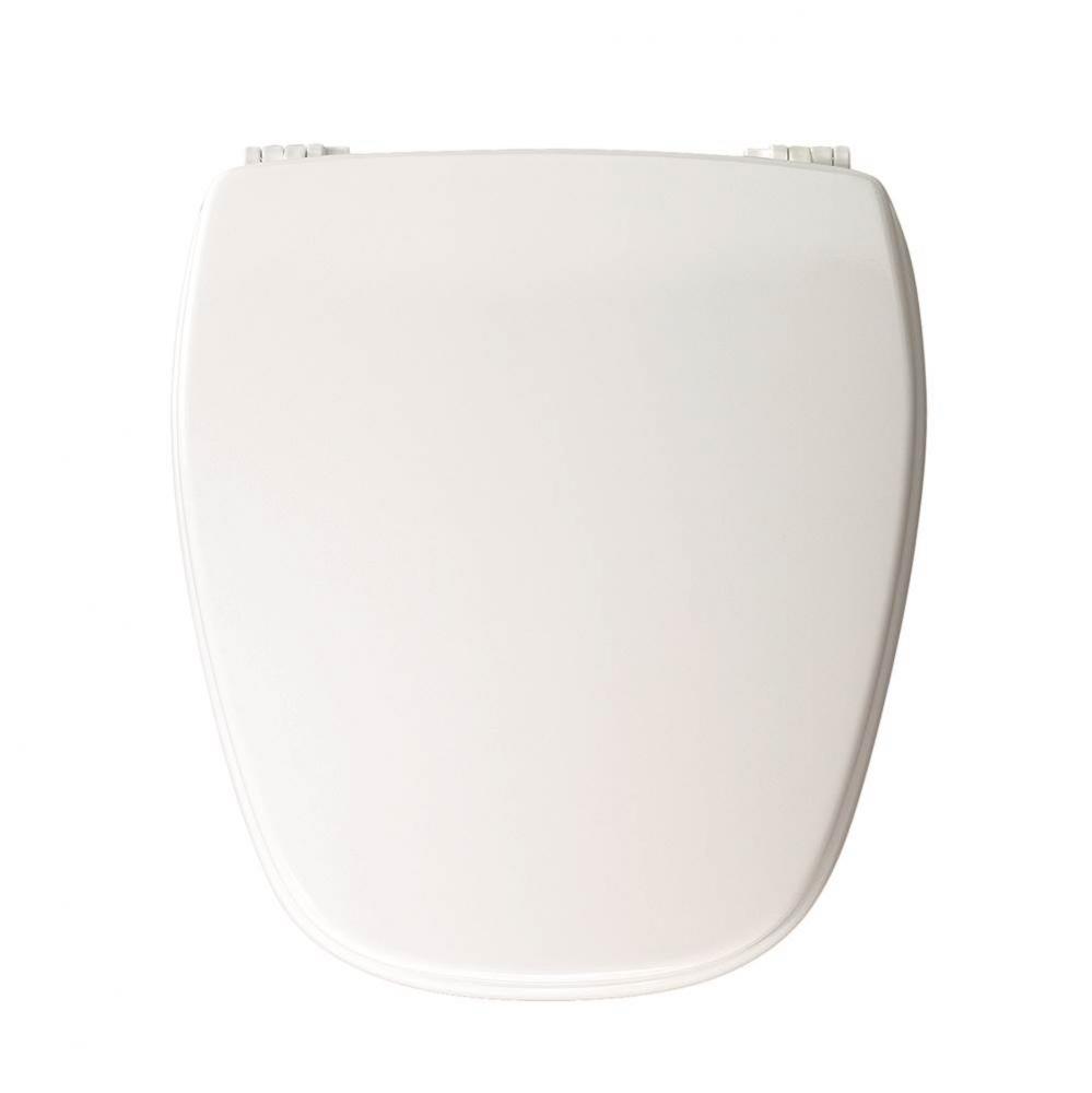 Round Enameled Wood Toilet Seat in White