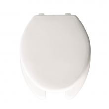 Church 293SS 000 - Elongated Open Front With Cover Commercial Plastic Toilet Seat in White with Self-Sustaining Stain