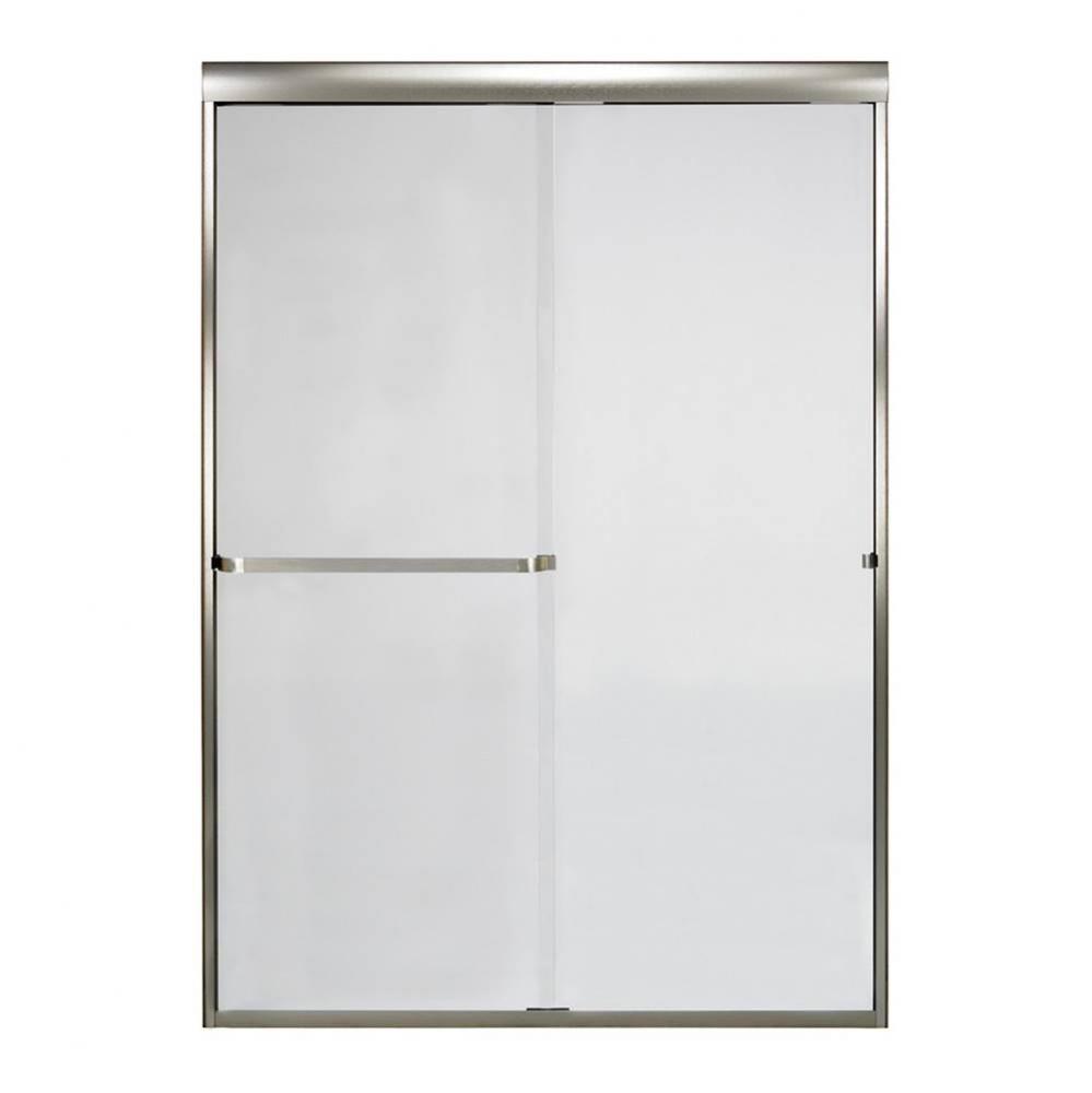 Frameless Bypass Door with Clear Glass, 48&apos;&apos;, Brushed Nickel
