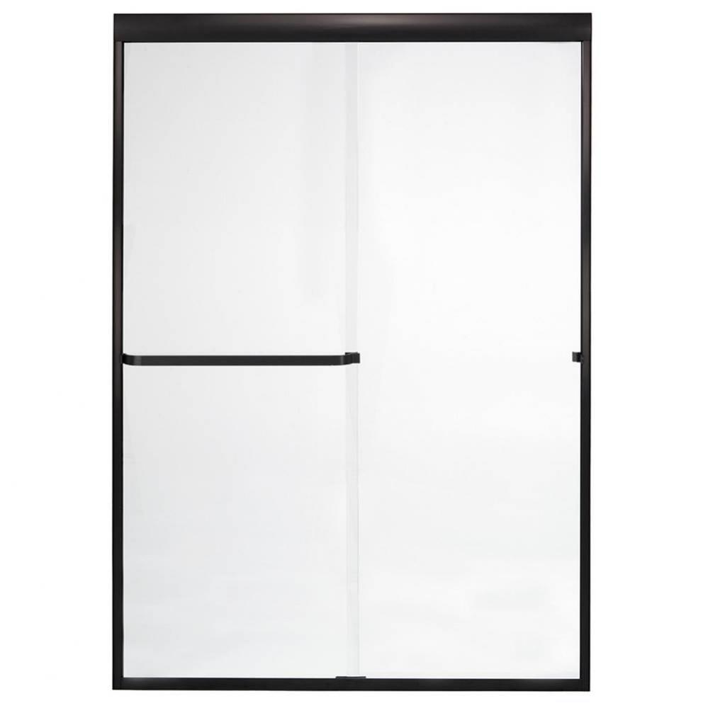 Frameless Bypass Door with Clear Glass, 60&apos;&apos;, Oil Rub Bronze