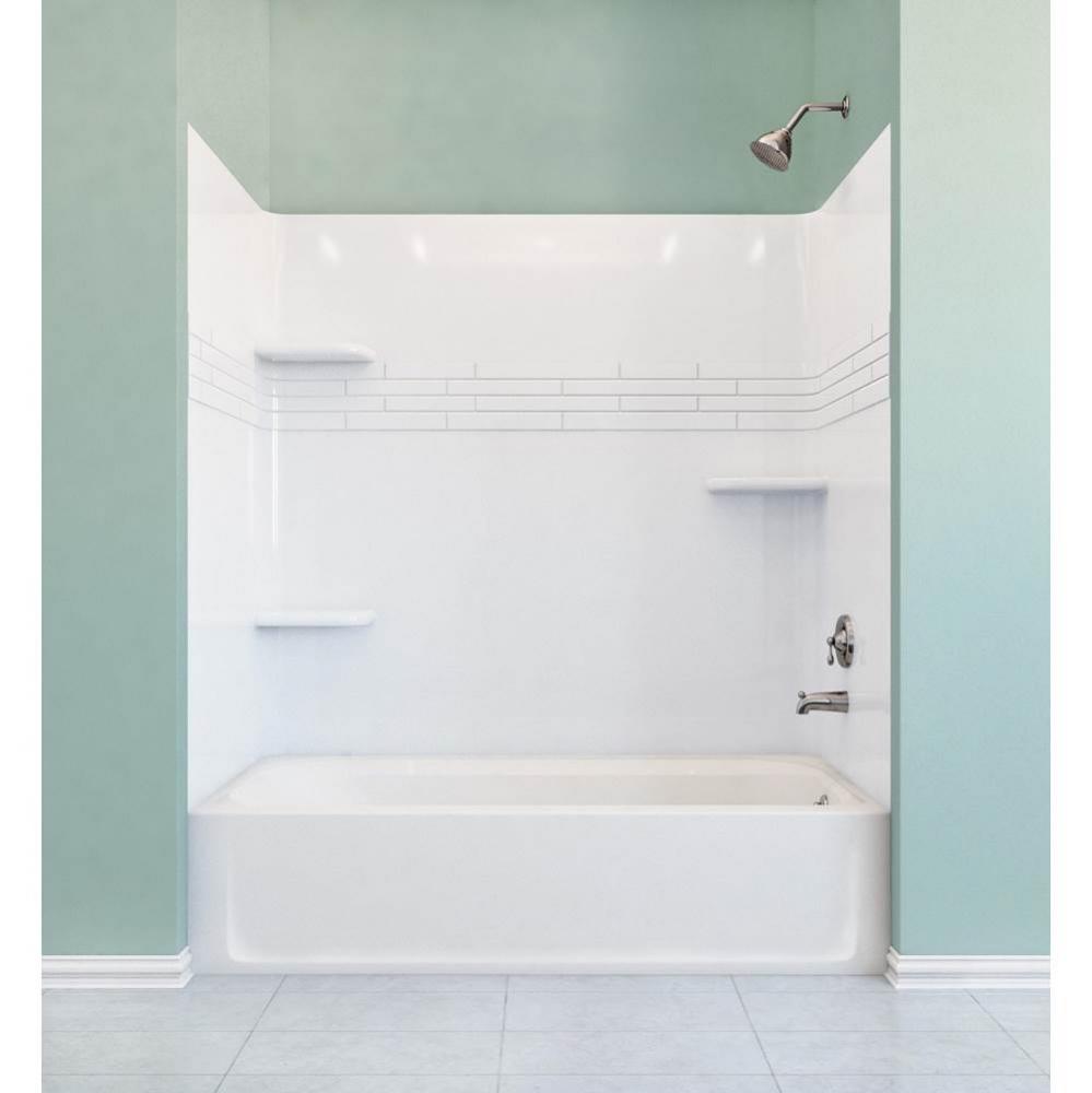 Topaz Bathtub Wall, Fiberglass Tile, White, Fits 32&apos;&apos;x60&apos;&apos; Bathtub