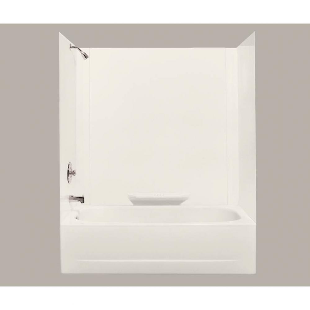 Durawall Bathtub Wall, Fiberglass, Bone, 3 Piece