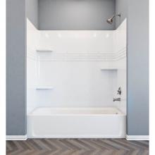 Mustee And Sons 680WHTBB - Topaz Bathtub Wall with Decorative Trim with Backer For Grab Bars, Fiberglass, White