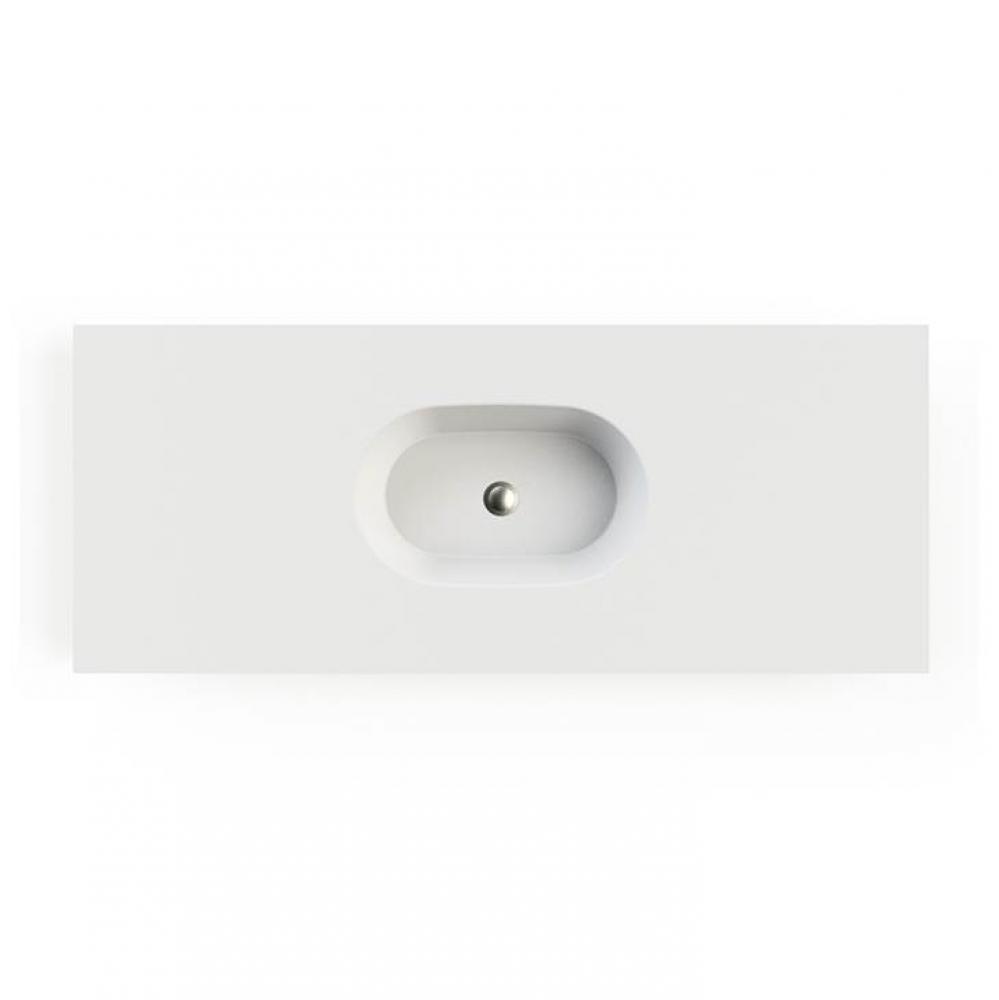 Leona 1 Sculpturestone Counter Sink Double Bowl Up To 56&apos;&apos;- Gloss White
