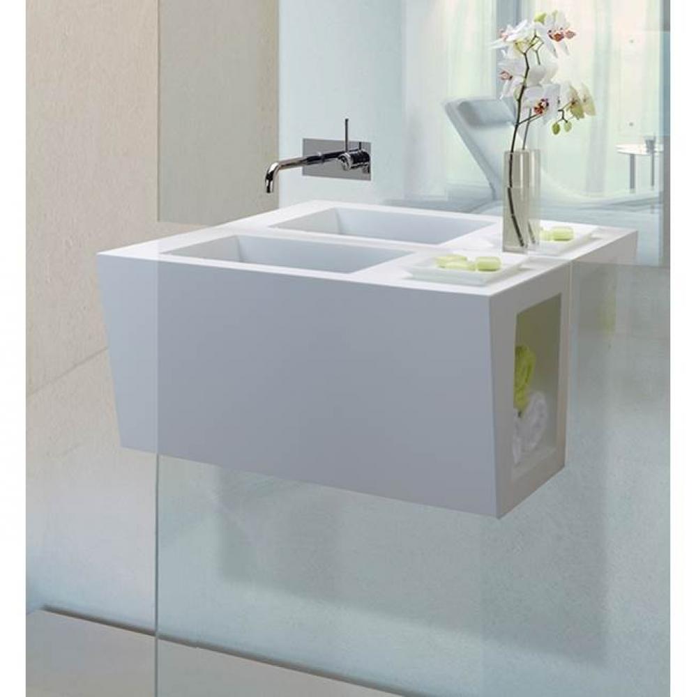 30X15,ESS WALL MOUNTED VANITY SINK 2,WITH STORAGE AREA,GLOSS BISCUIT