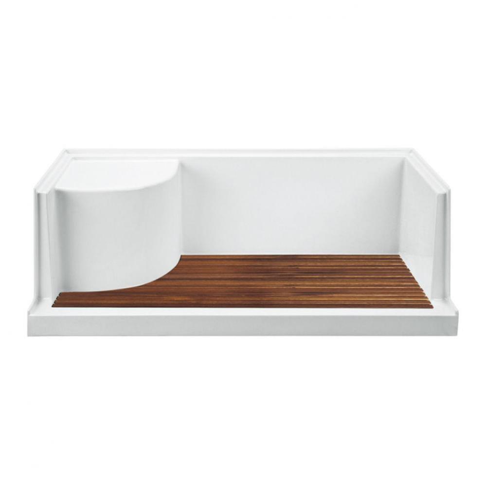 Teak Shower Tray For Mtsb-6036 Seated End Drain