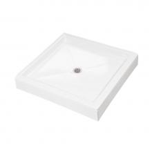 MTI Baths SB3232DT-BI - 3232 Acrylic Cxl Center Drain Dual 2-Sided Integral Tile Flange - Biscuit