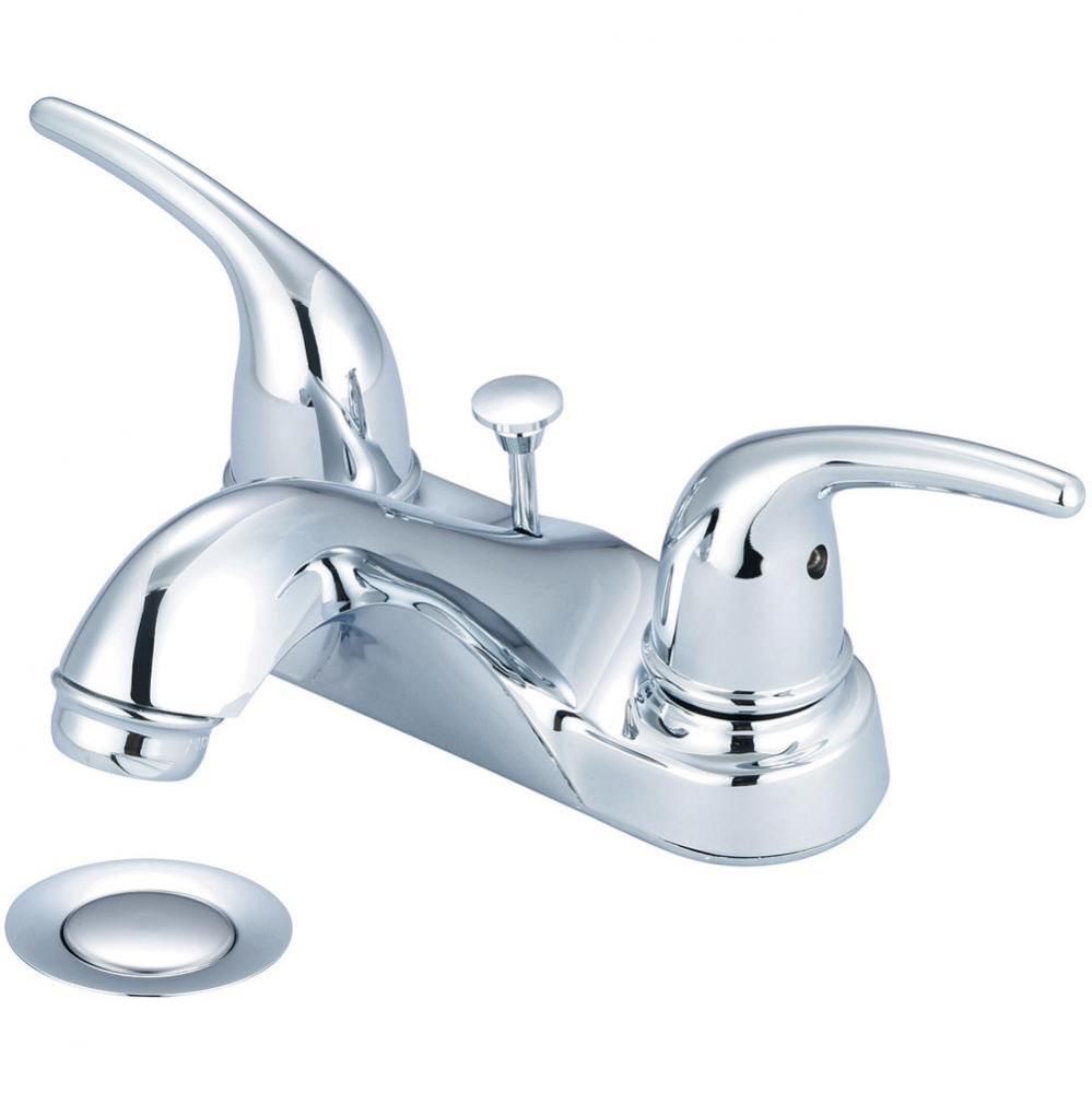 LAV-4&apos;&apos; TWO LVR HDL W/BRASS POP-UP DRAIN-CP