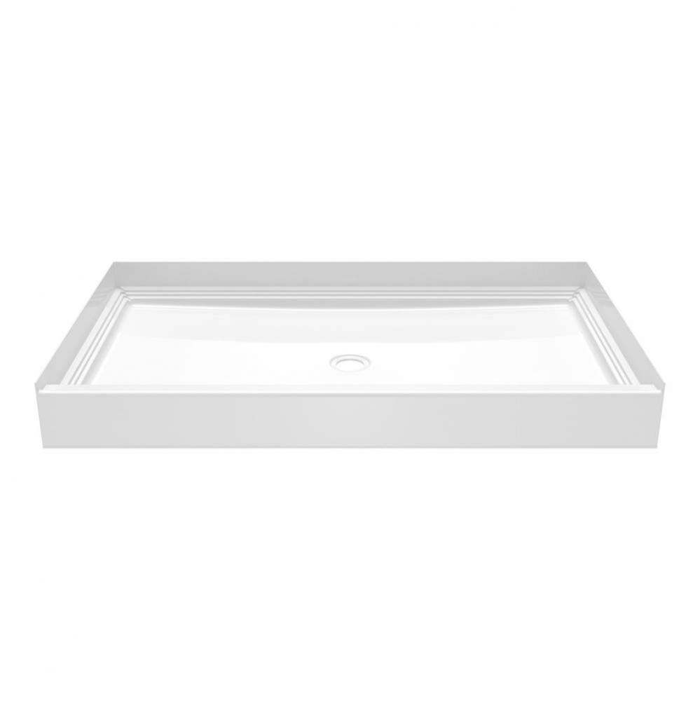 VP6034CPANNS Solid Surface Alcove Shower Pan with Center Drain in White