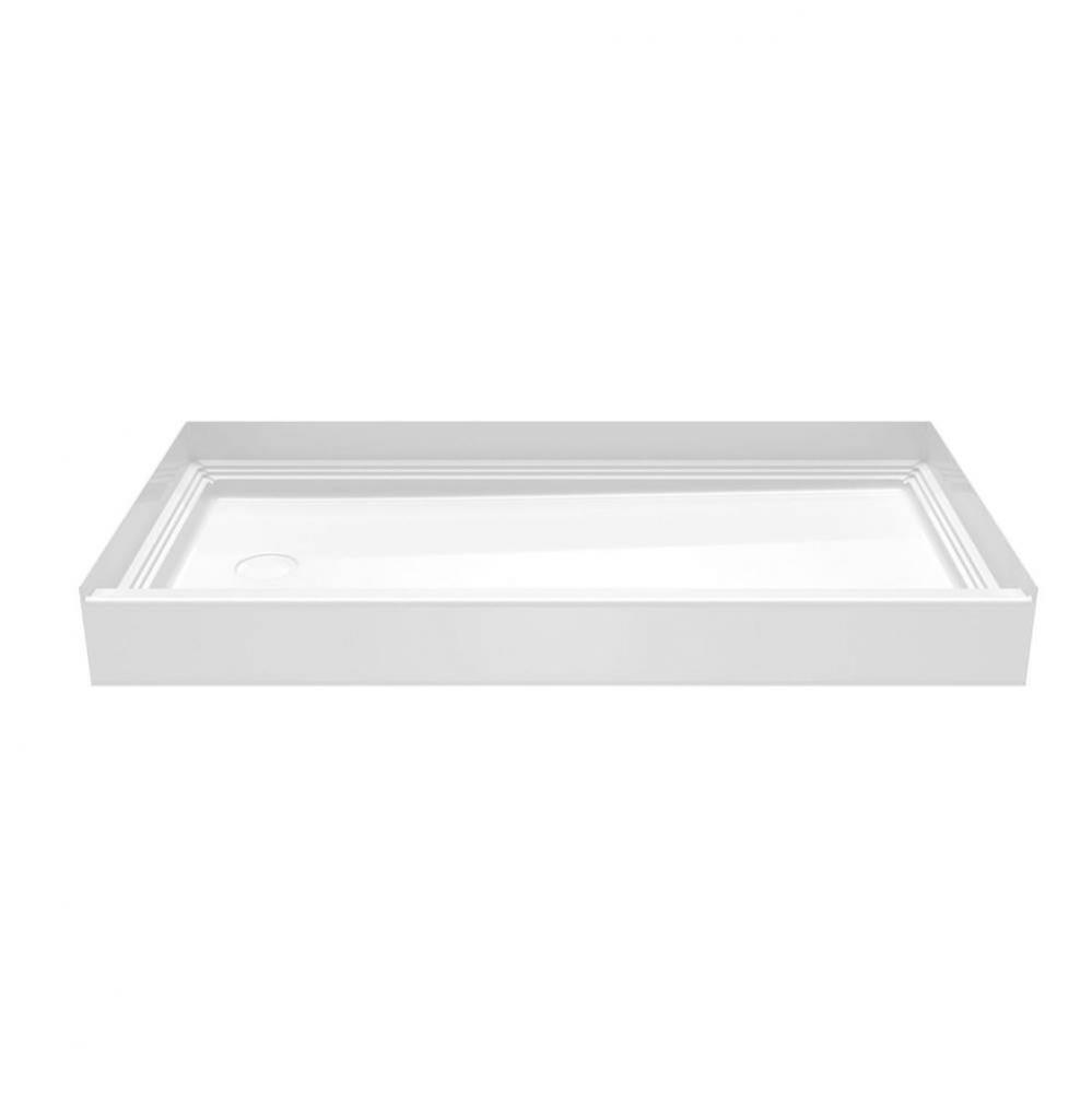VP6030CPANL/R Veritek™ Pro Alcove Shower Pan with Right Hand Drain in White