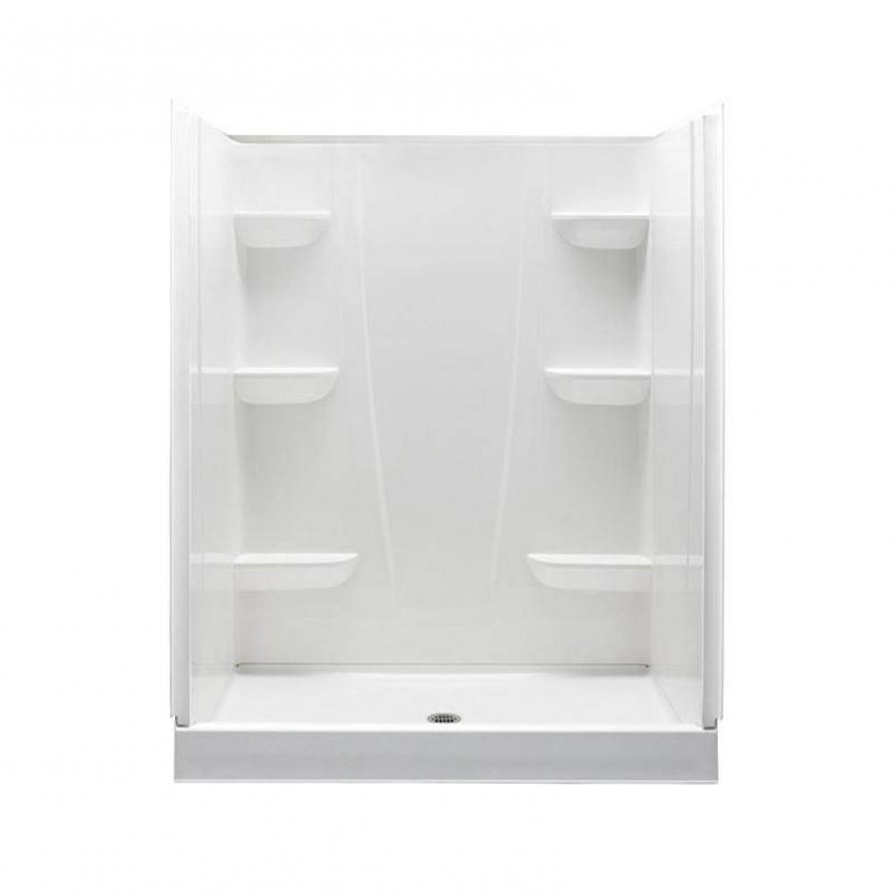 VP6034CS 60 x 34 Solid Surface Alcove Center Drain Four-Piece Shower in White