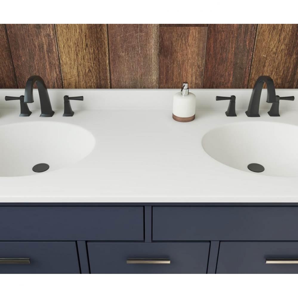 VT2B2261 Ellipse 22 x 61 Double Bowl Vanity Top in White