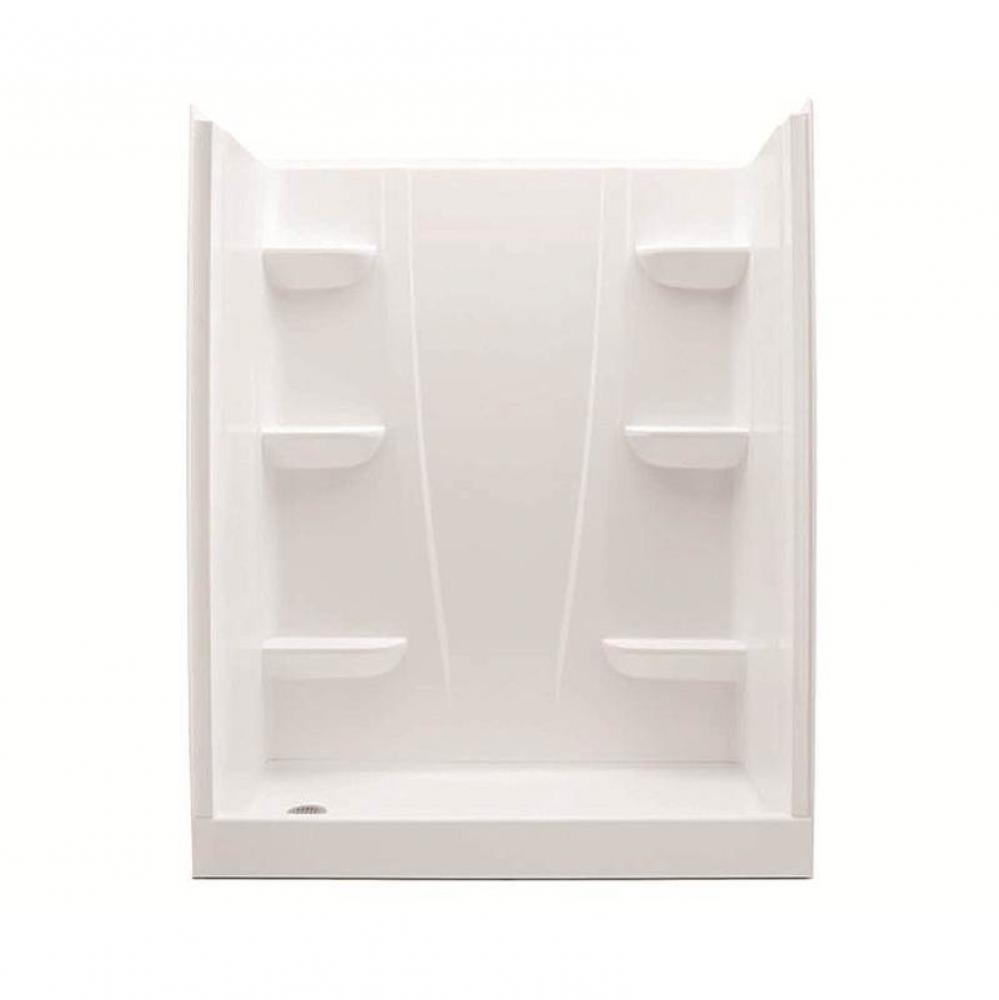 VP6030CSL/R 60 x 30 Solid Surface Alcove Left Hand Drain Four Piece Shower in White