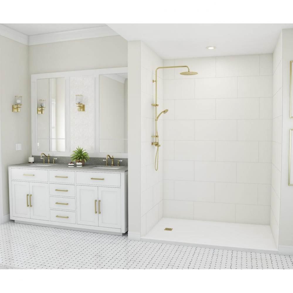 TSMK96-3650 36 x 50 x 96 Swanstone&#xae; Traditional Subway Tile Glue up Shower Wall Kit in White
