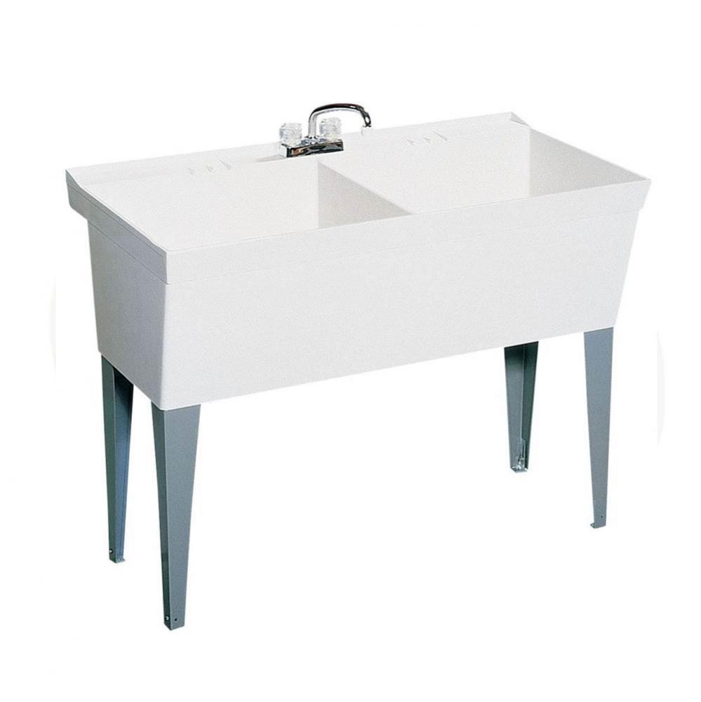 MF-2F 24 x 46 Veritek Floor Mount Double Bowl Laundry Tub in Flock