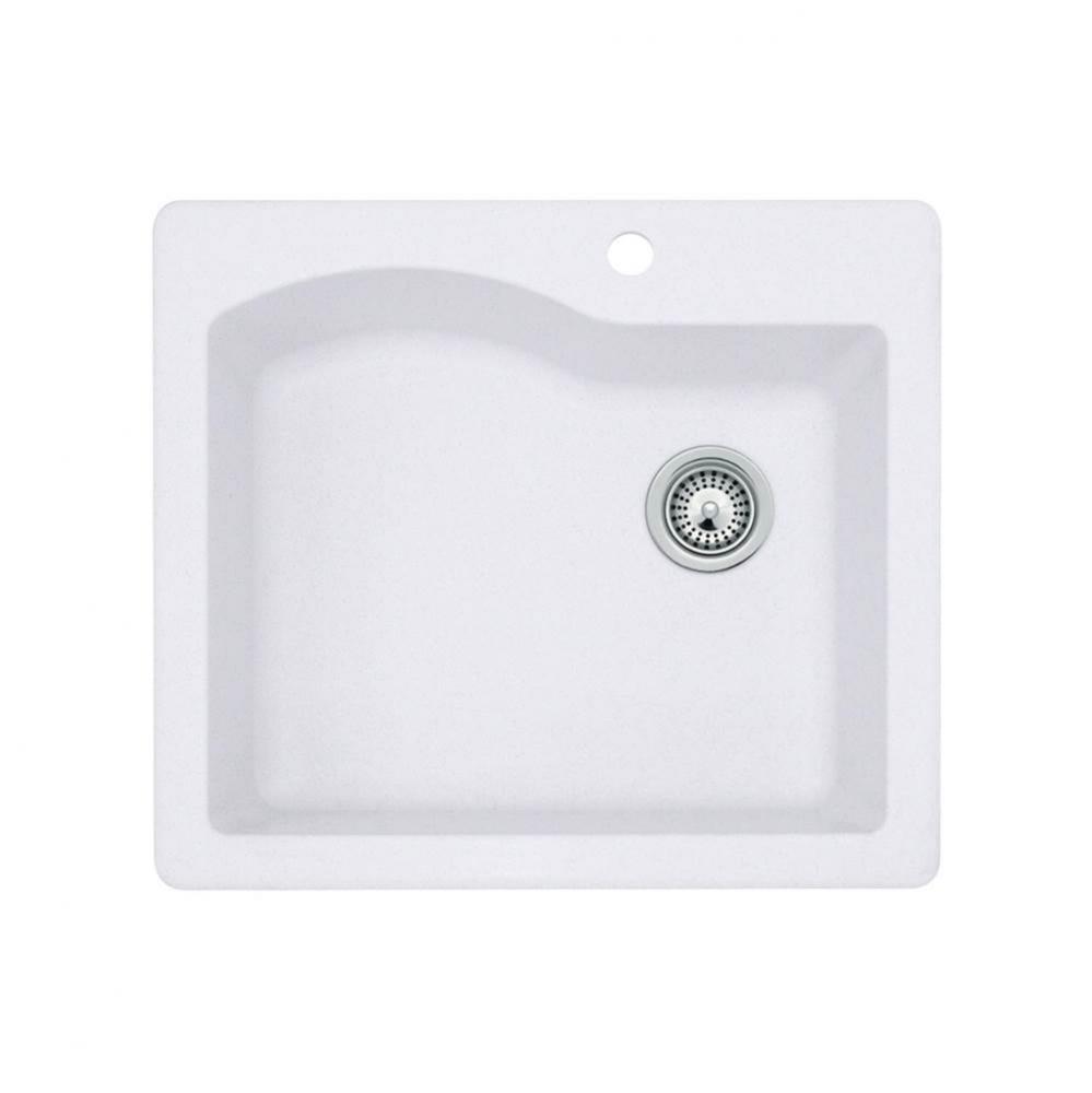 QZSB-2522 22 x 25 Granite Drop in Single Bowl Sink in Opal White