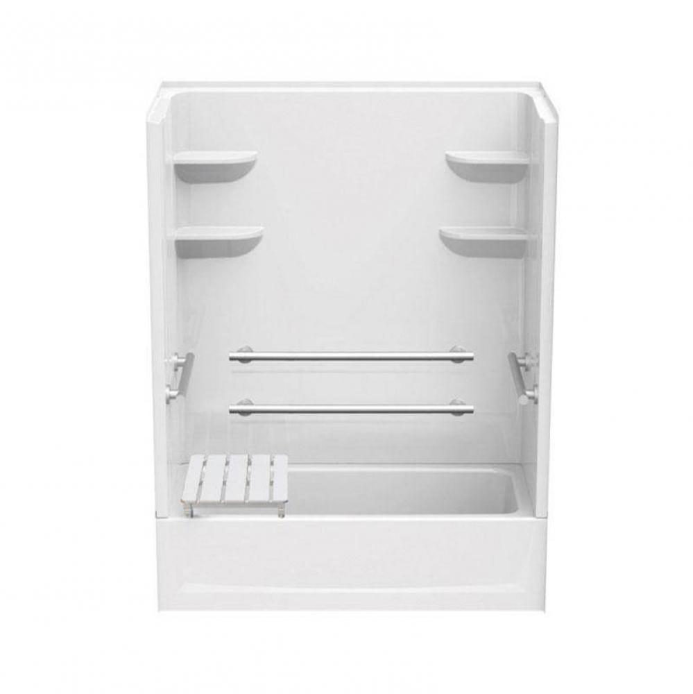 VPF6030CTS2L/R 60 x 30 Solid Surface Alcove Left Hand Drain Four Piece Tub Shower in White