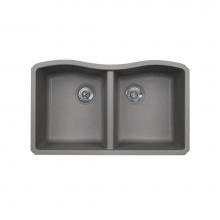 Swan QU03322ED.173 - QUED-3322 22 x 33 Granite Undermount Double Bowl Sink in Metallico