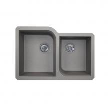 Swan QU03322RC.173 - QURC-3322 22 x 33 Granite Undermount Double Bowl Sink in Metallico