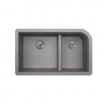 Swan QU03322LD.173 - QULD-3322 22'' x 33'' Granite Undermount Double Bowl Sink in Metallico