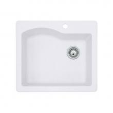 Swan QZ02522SB.210 - QZSB-2522 22 x 25 Granite Drop in Single Bowl Sink in Opal White