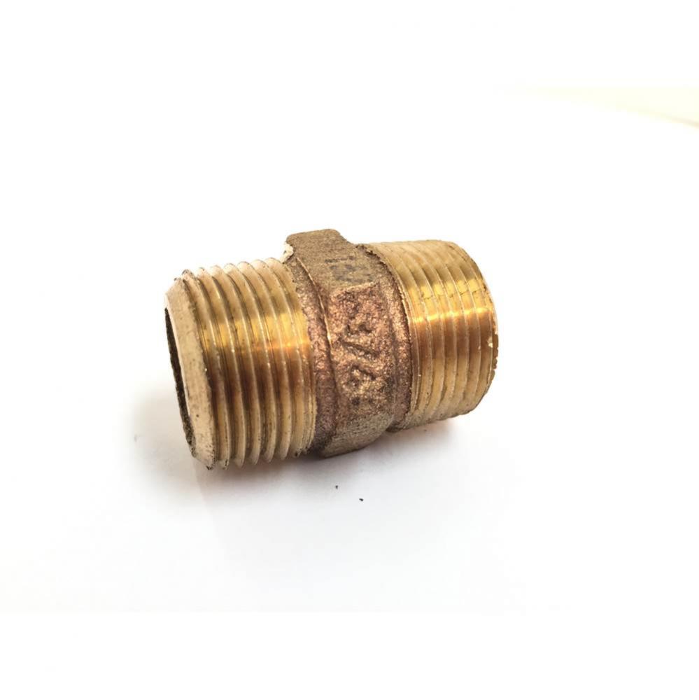 Hex Nipple Cast Red Brass 3/4 Mip X 1-5/8 Length 1/Bg