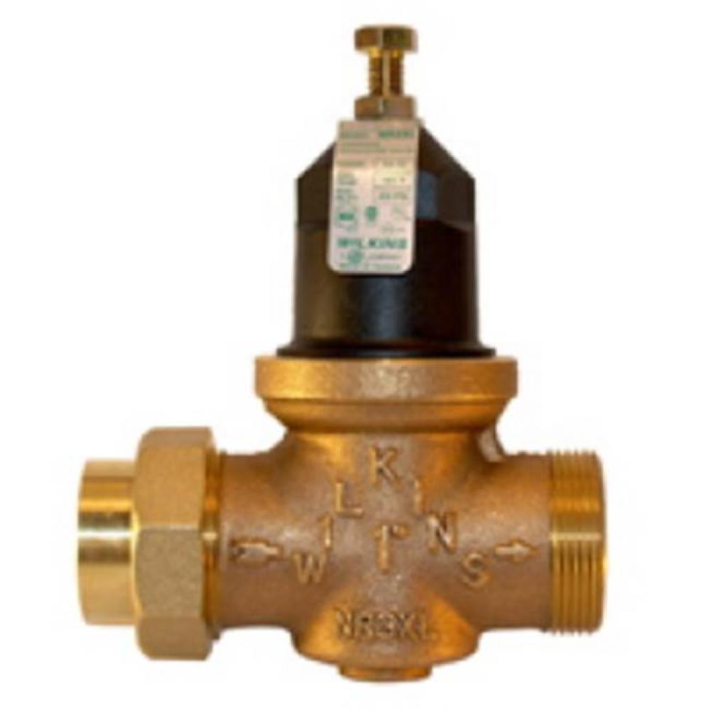 Pressure Reducing Valve, Lead-Free, Double Union Female CU SWT, Sealed Cage, SS Adj Screw, 15-150p