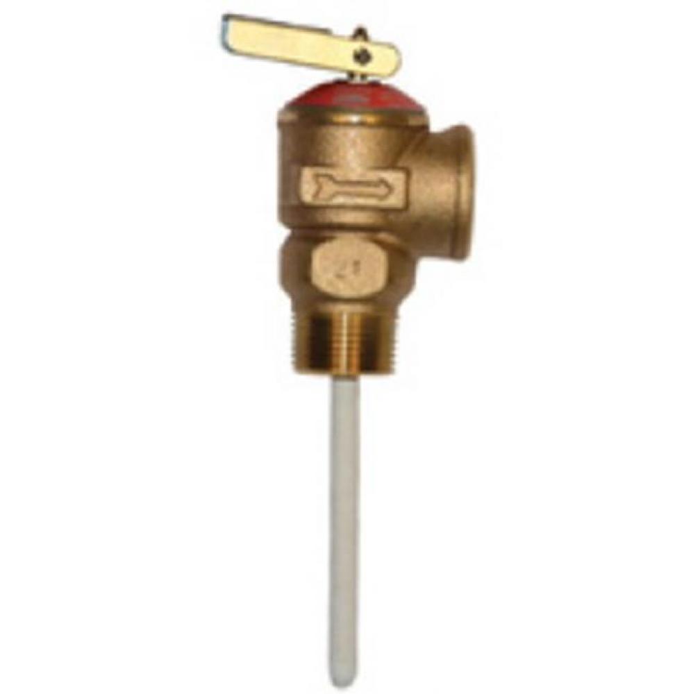 TandP Relief Valve, MNPT x FNPT, 8&apos;&apos; Probe, Set at 150