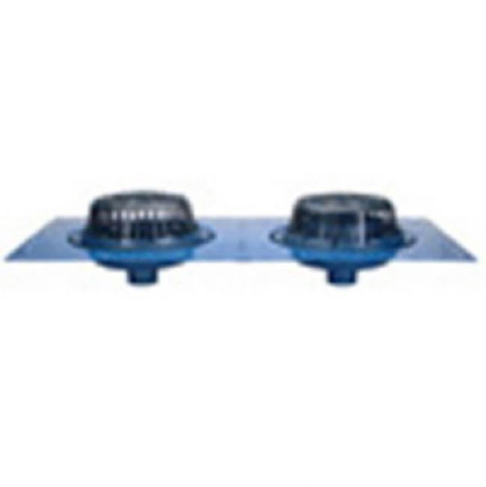 ZC163-6NH 15&apos;&apos; Diameter combination roof and overflow drains w/ cast iron domes, double