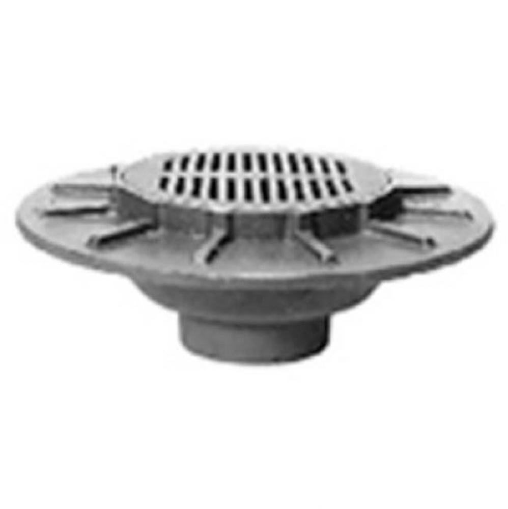 12&apos;&apos; Dia Heavy Duty Parking Deck Drain w/ Support Flange-Polished Nickel Grate