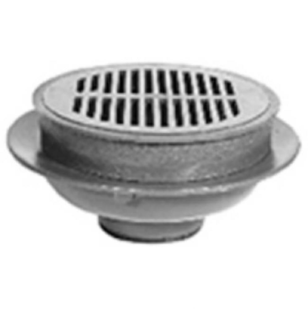 12&apos;&apos; Dia Heavy Duty Drain w/ Polished Nickel Grate -AR Less Bucket 3/4 Grate