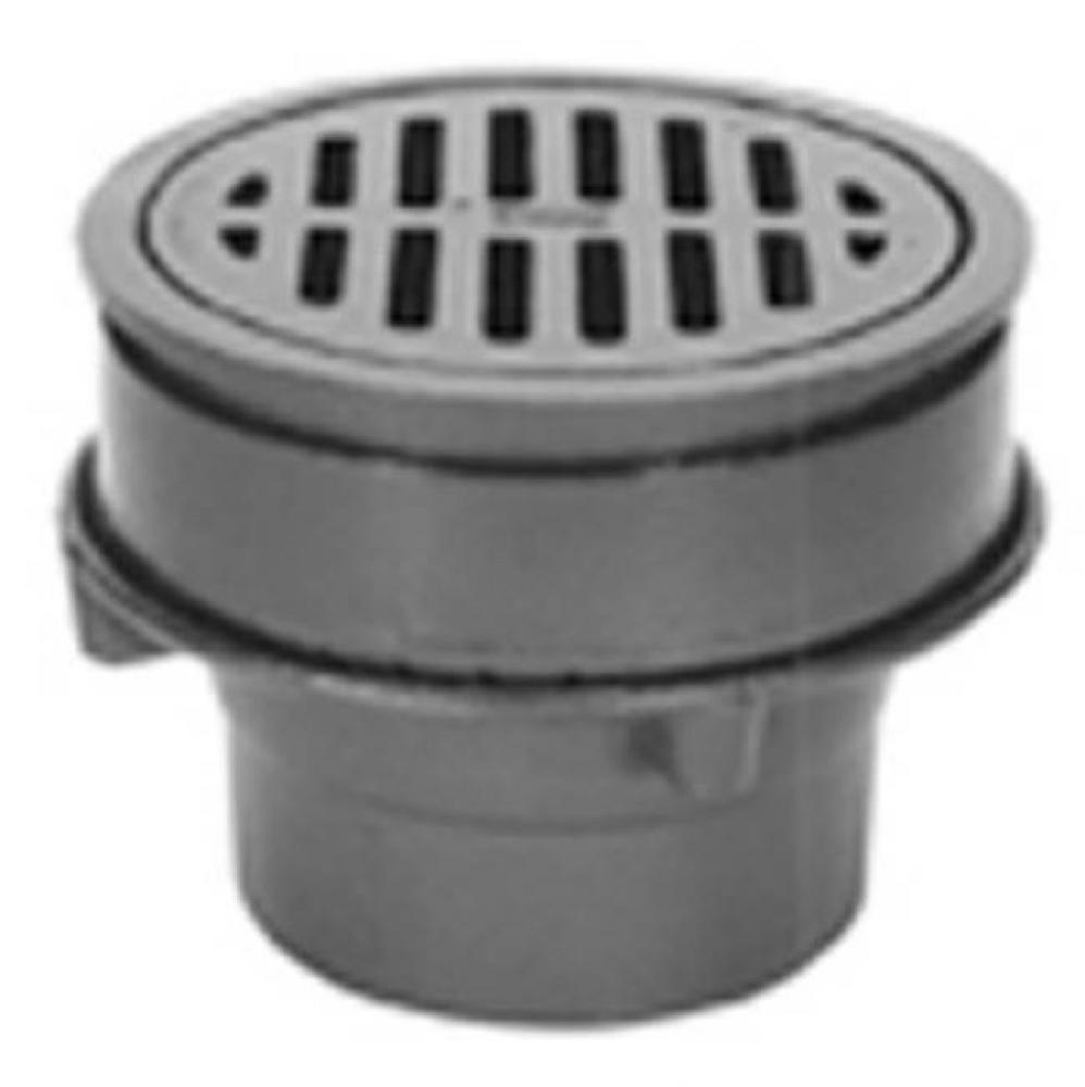 8&apos;&apos; Dia Heavy Duty Area Drain w/ Polished Nickel Grate-Bucket