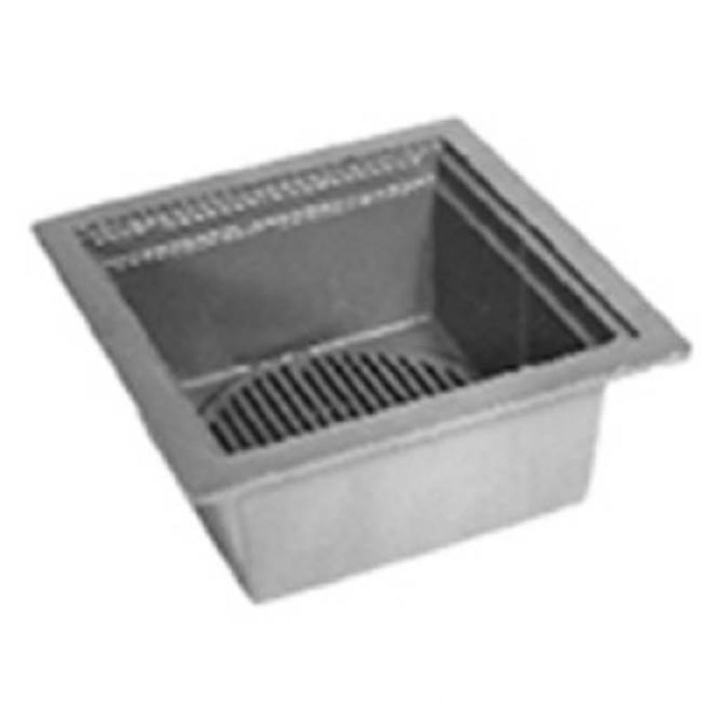 12&apos;&apos; Sq Open Top Drain w/ Polished Nickel Top Grate-Bucket