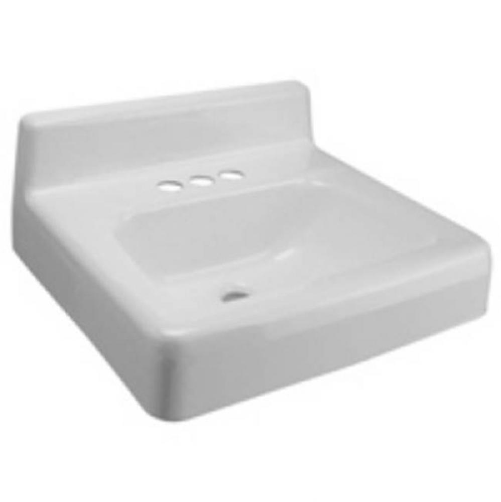 20x18 Wall-Mount Cast Iron Sink/Lavatory, Single Hole, White Enameled Cast Iron