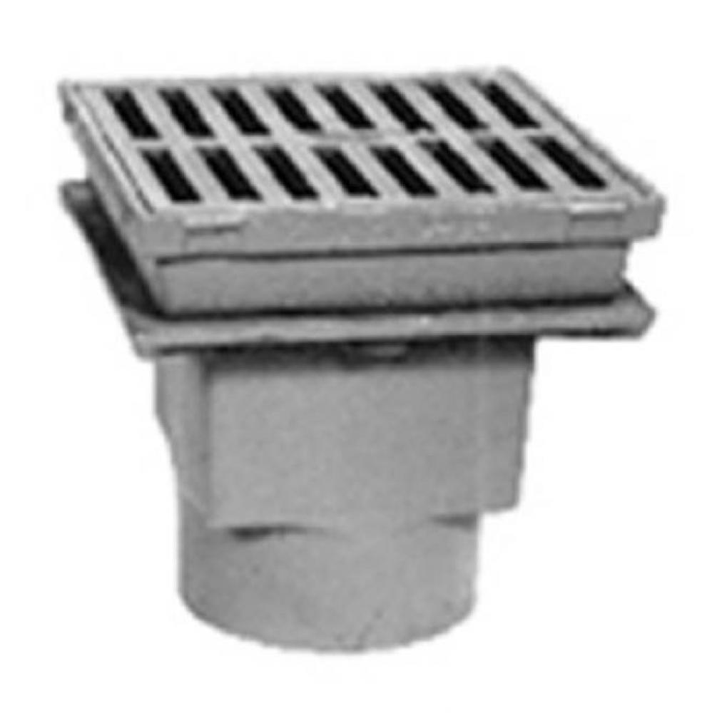 9&apos;&apos; Sq Medium Duty Drain w/ Polished Nickel Grate