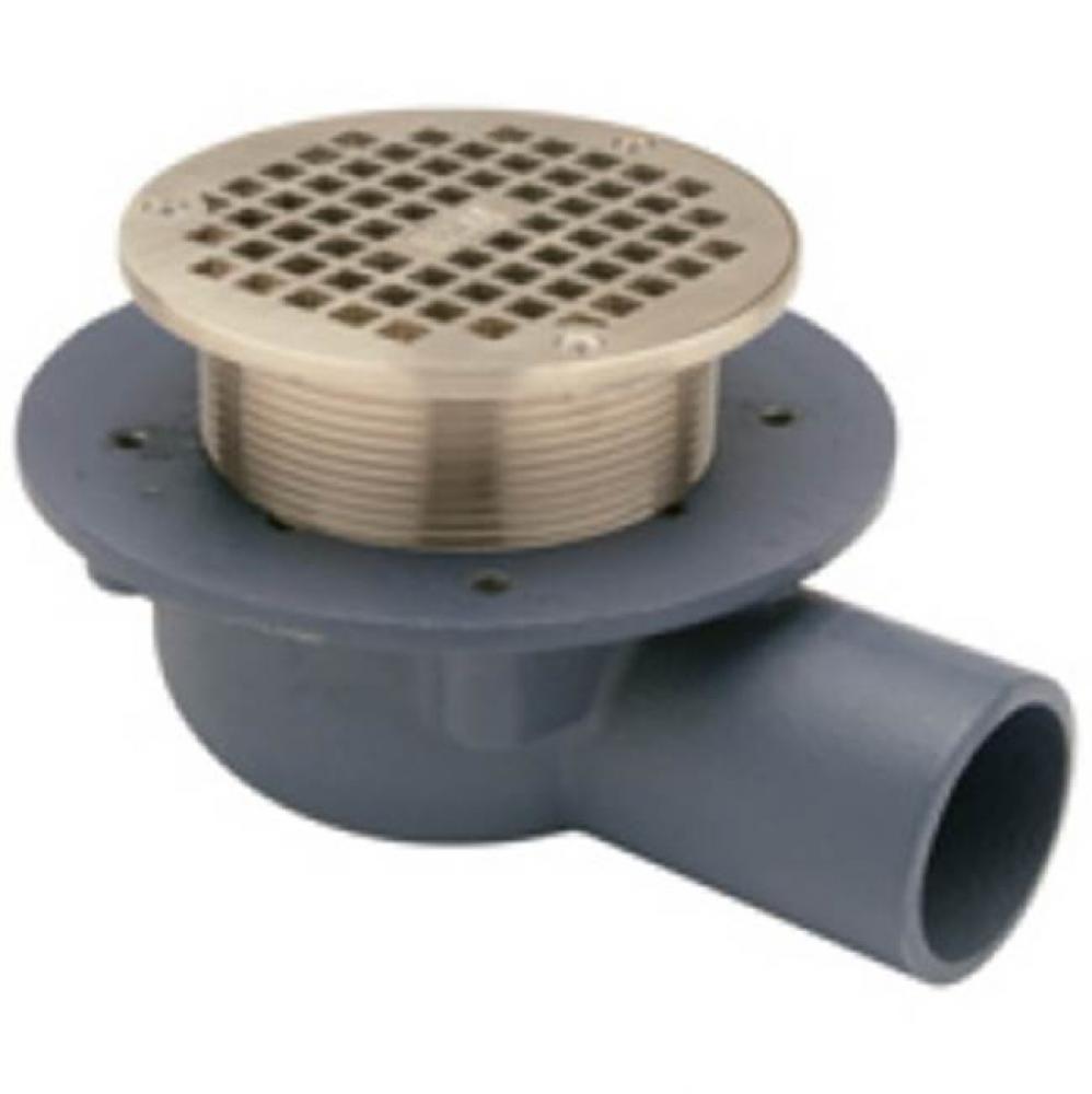 Shallow Body Floor Drain w/Side Outlet and &apos;&apos;Type B&apos;&apos; Adj Strainer