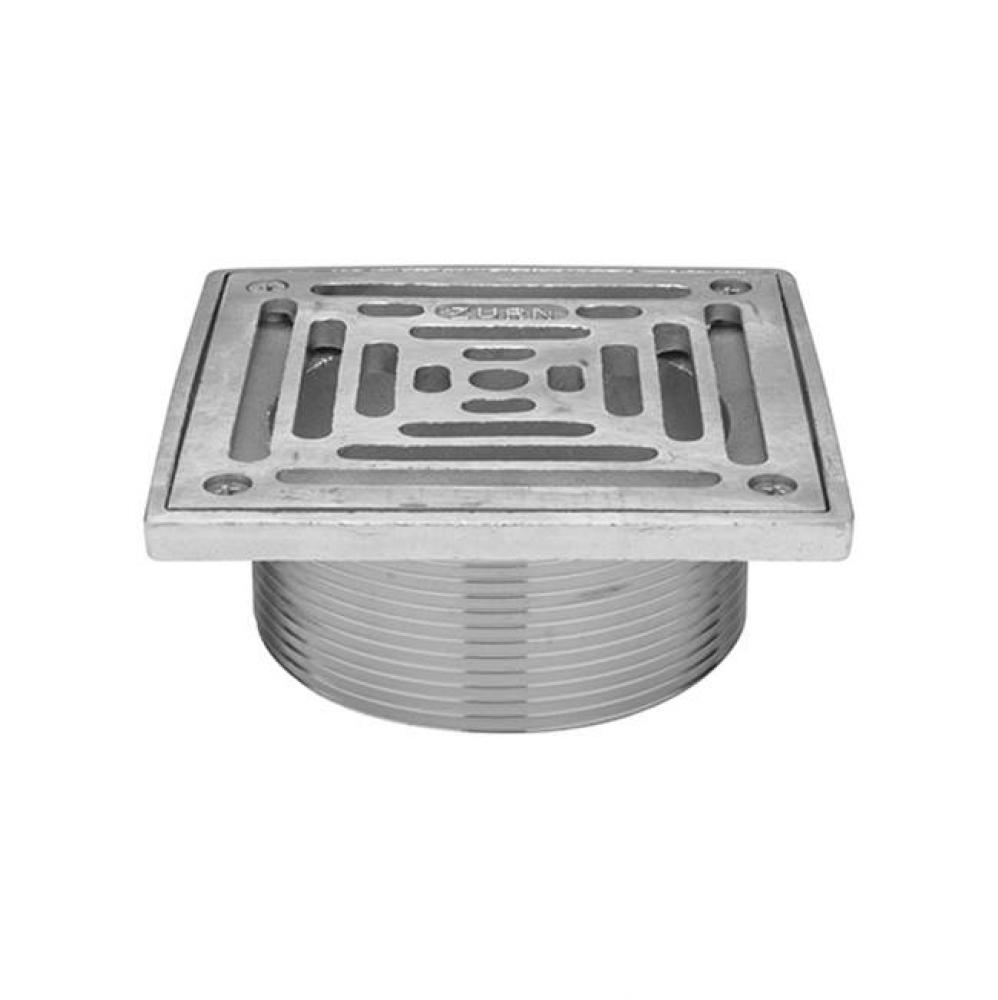 5&apos;&apos; Sq Polished Nickel Leveling Strainer w/ Slotted Openings-Protective Cover