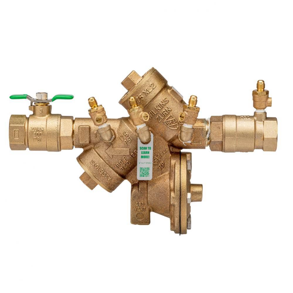 1&apos;&apos; 975Xl2 Reduced Pressure Principle Backflow Preventer With Test Cocks Oriented Face U