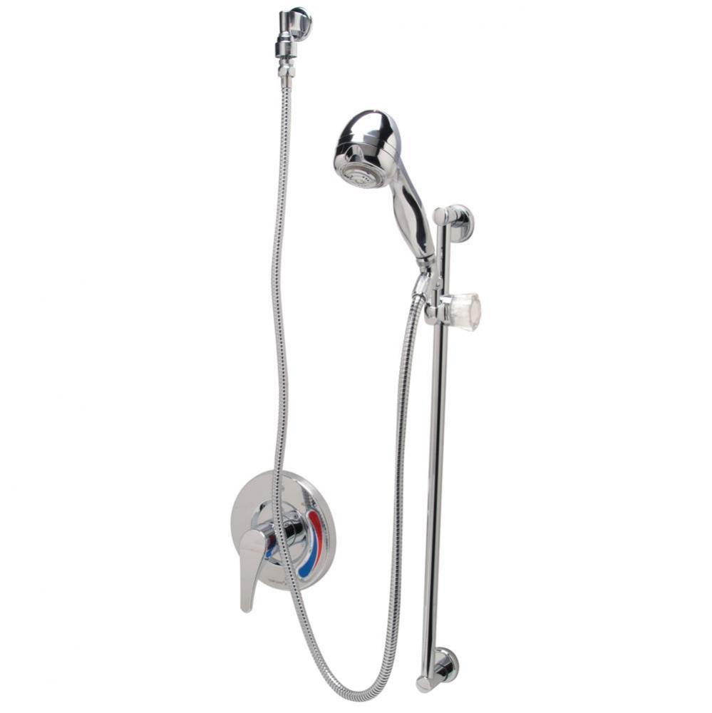 Temp-Gard&#xae; III Tub and Hand Wall Shower Unit w/ 24&apos;&apos; Slide Bar, 60&apos;&apos; Meta