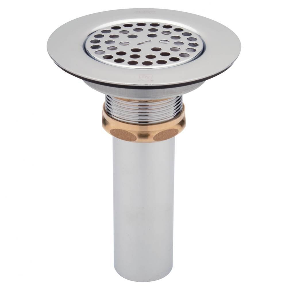 Flat Grid Sink Strainer with Wide Top for 3&apos;&apos; Drain Openings, Chrome-Plated Brass