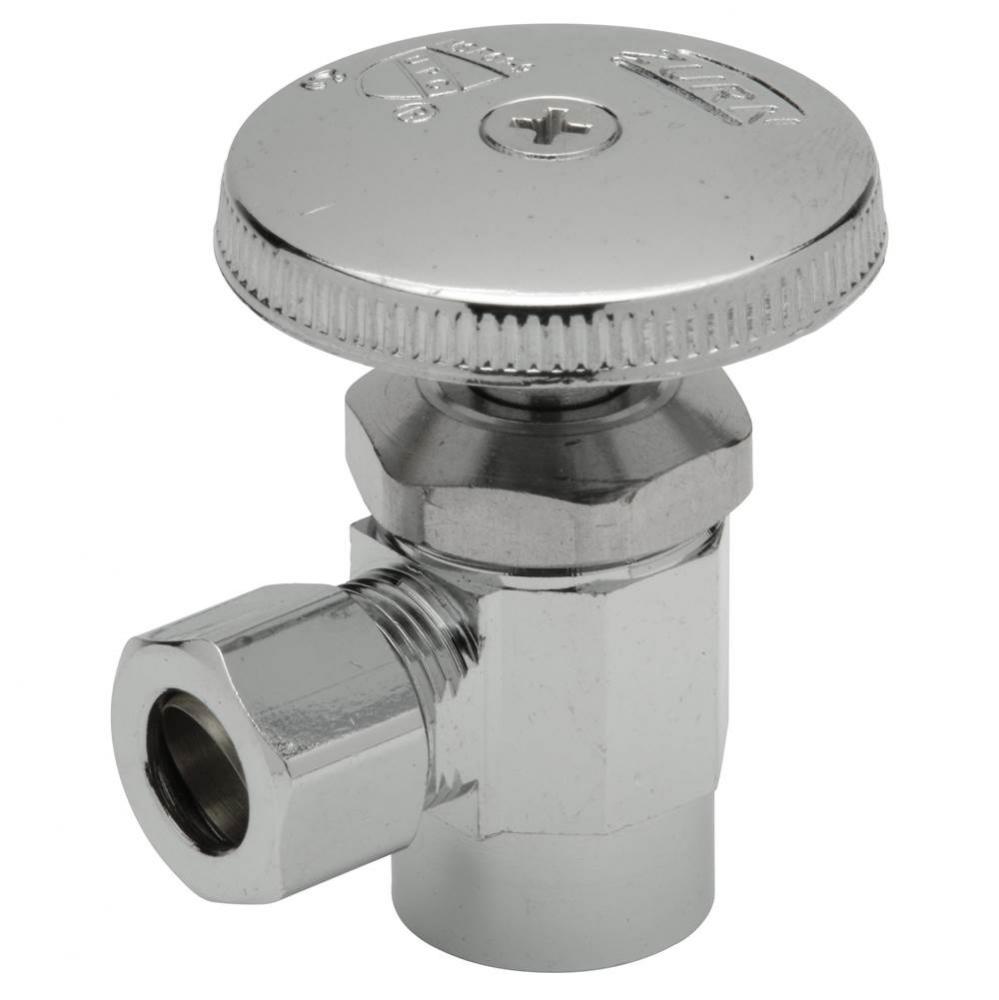 Standard Angle Stop Valve with Round Wheel Handle, 1/2&apos;&apos; Cop/ Sweat Fitting, 3/8&apos;&a