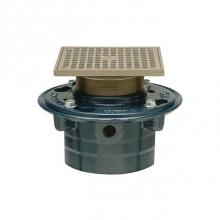 Zurn Industries ZN415-3NH-6S-P - ZN415 Cast Iron Floor Drain with 6'' Square Adj Pol Nckl Strainer with Secured Heel Proo