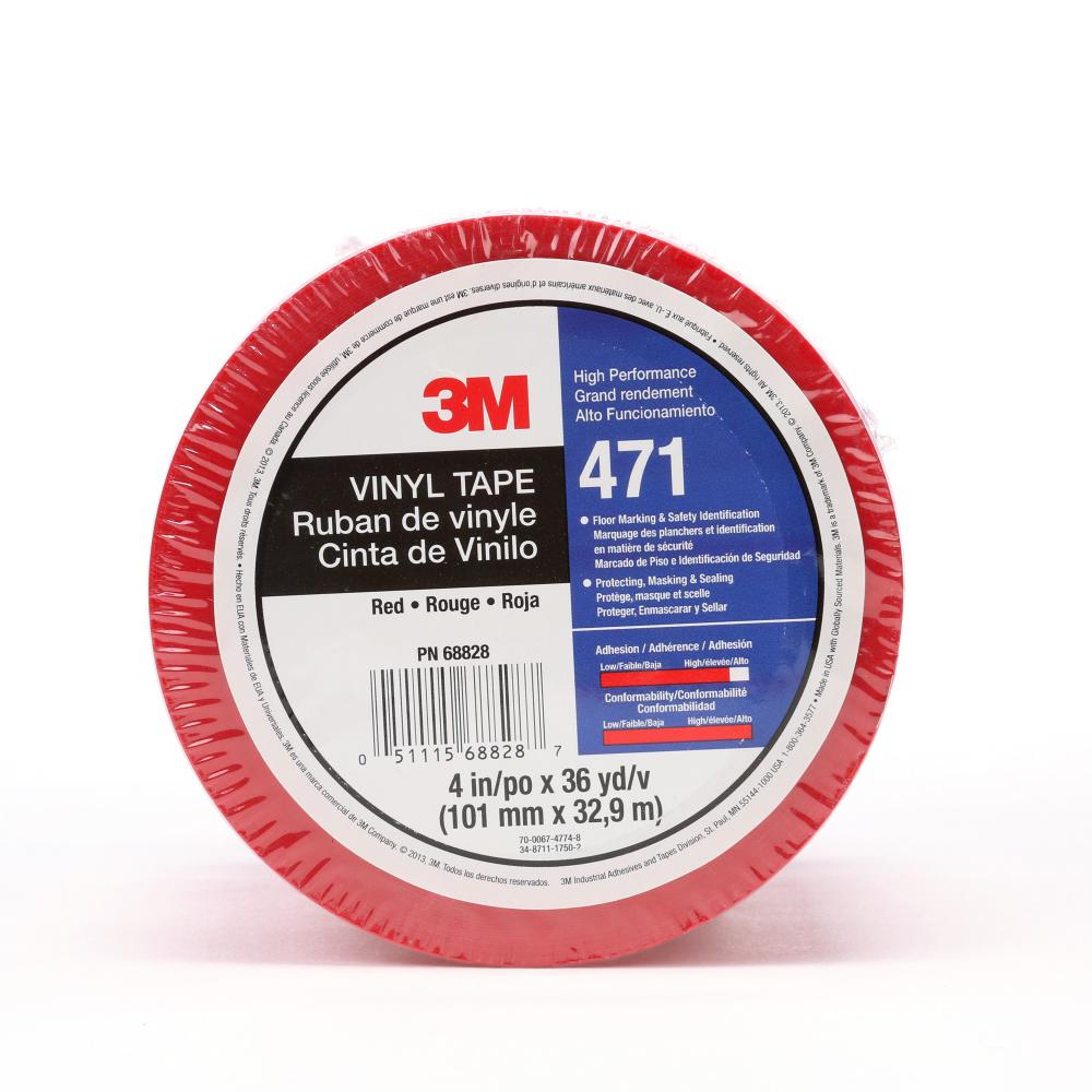 3M™ Vinyl Tape, 471, red, 4.0 in x 36.0 yd x 5.2 mil (10.2 cm x 32.9 m x 0.1 mm)