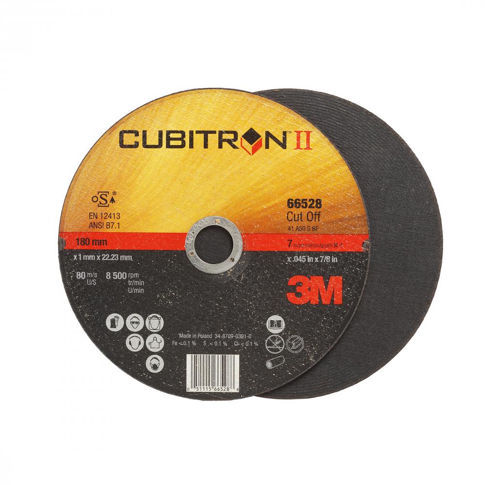 3M™ Cubitron™ II Cut-Off Wheel, 66528, T1, black, 7 in x 0.05 in x 7/8 in (17.78 cm x 1.27 mm)