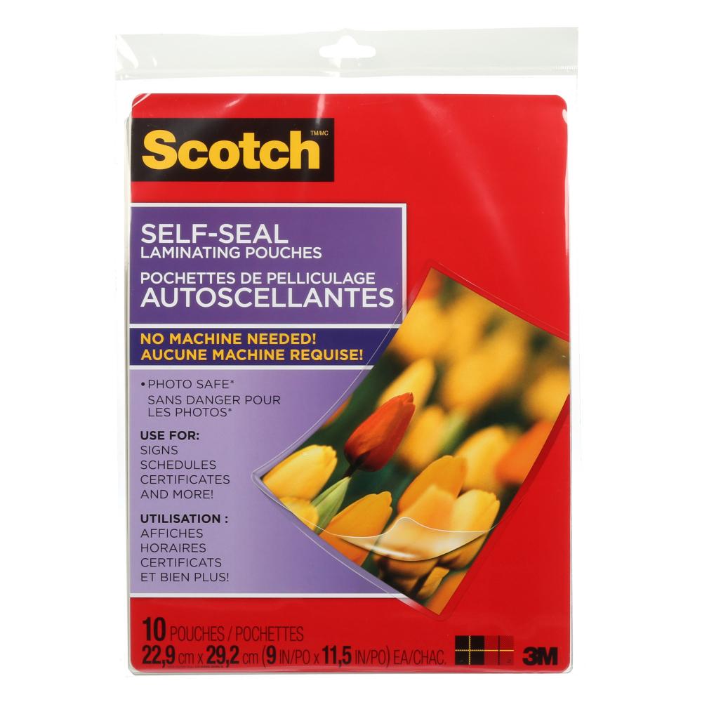 Scotch® Self-Sealing Laminating Pouch, LS854-10-C, 9 in x 11.5 in (22.86 cm x 29.2 cm)