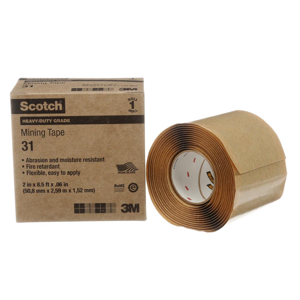 Scotch® Heavy Duty Mining Tape, 31, black, 60 mil (1.52 mm), 2 in x 8.5 ft (50.8 mm x 2.6 m)