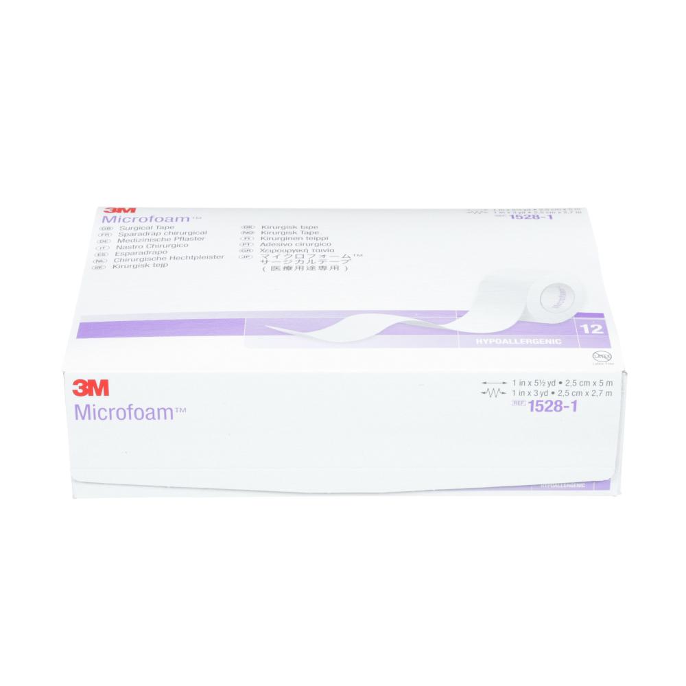 3M™ Microfoam™ Medical Tape, 1528-1, white, 1 in x 5-1/2 yd (2.5 cm x 5 m)