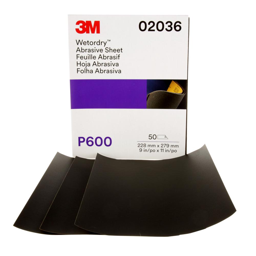 3M™ Wetordry™ Abrasive Sheet, 213Q, 02036, P600, 9 in x 11 in (22.86 cm x 27.94)